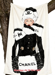 Chanel Winter Fur Fashion Flannel Throw Blanket IMG_6883